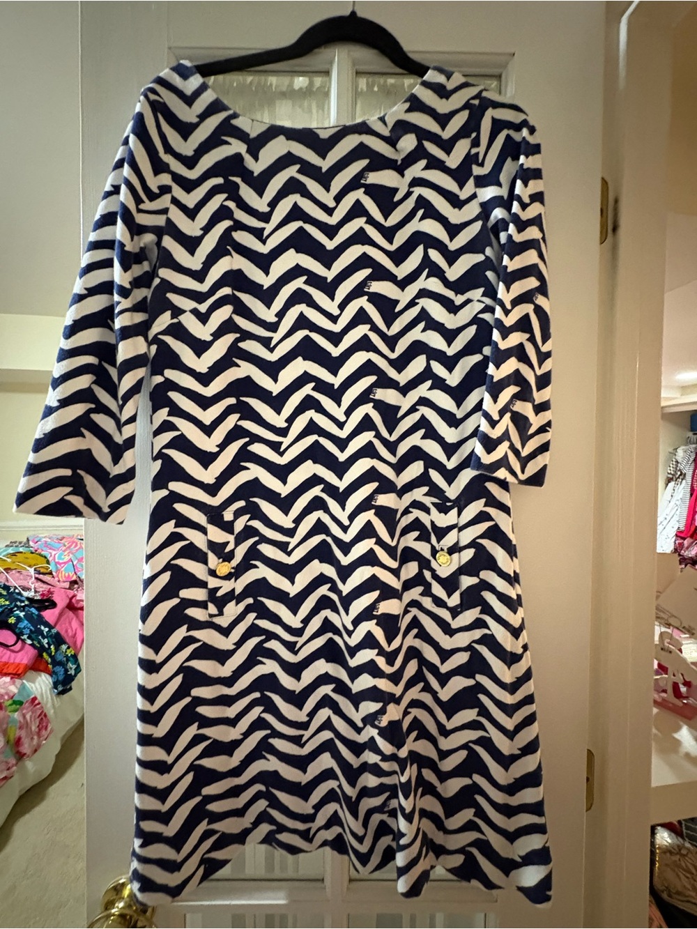 Lilly Pulitzer Navy & White Chevron Shift Dress